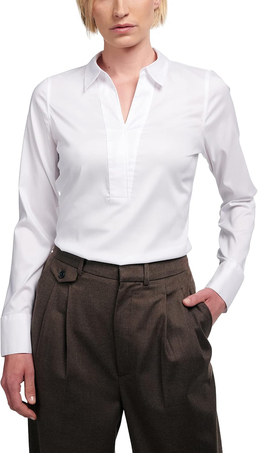 eterna Fitted Bluse Langarm Performance Hemdkragen Stretch Grösse 38 Weiss, 38 Weiss