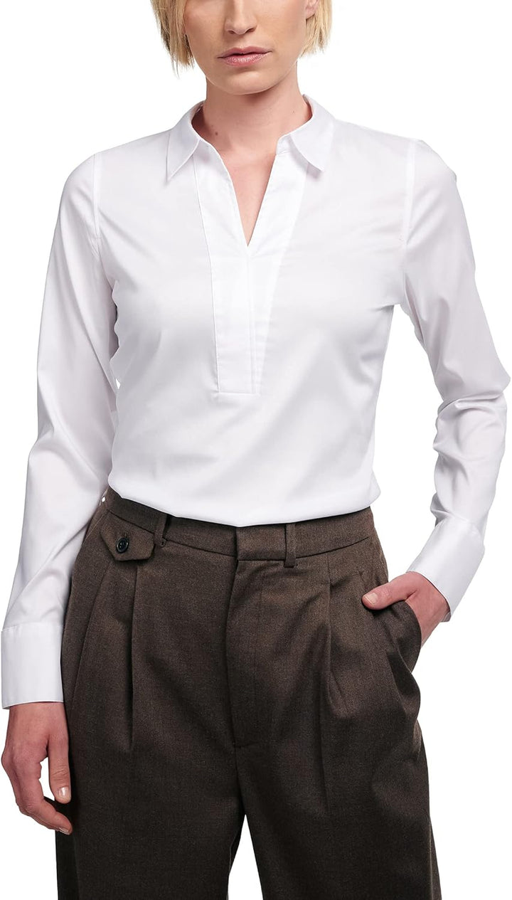 eterna Fitted Bluse Langarm Performance Hemdkragen Stretch Grösse 38 Weiss, 38 Weiss