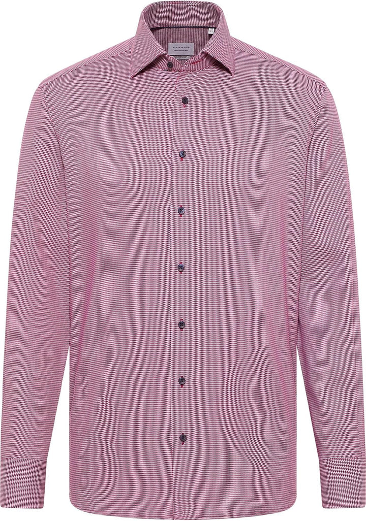 ETERNA Herren strukturiertes Baumwoll-Hemd MODERN FIT 44 Rot, 44 Rot