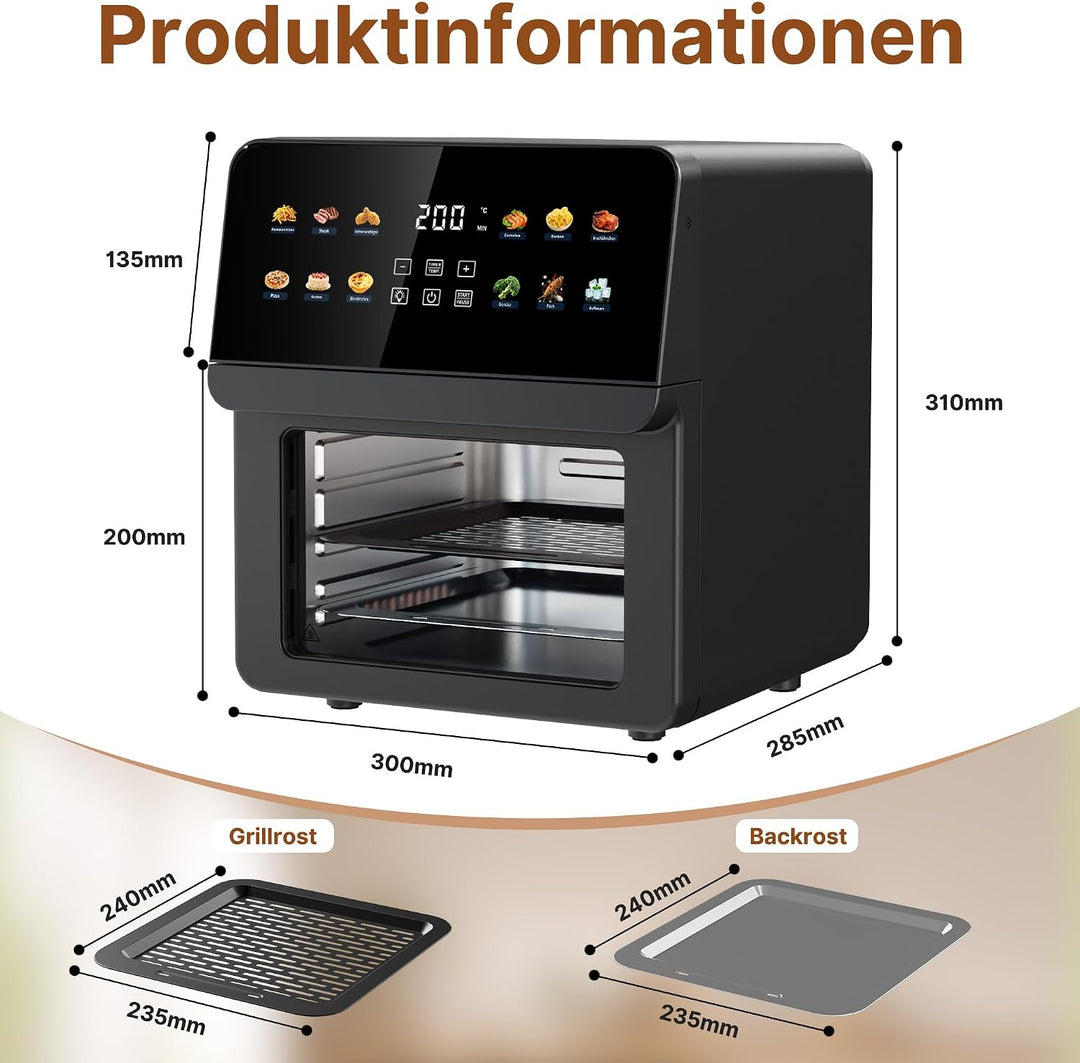 Heissluftfritteuse &amp; Mini-Backofen, 12-in-1, 1700 W, digital