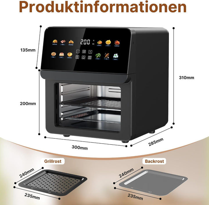 Heissluftfritteuse &amp; Mini-Backofen, 12-in-1, 1700 W, digital