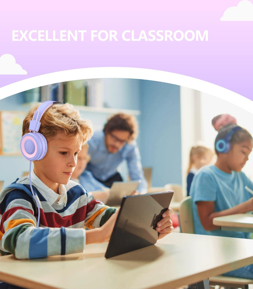 Upgrade USB Typ C Kinder Kopfhörer für die Schule, 94 dB sichere Lautstärke begrenzt, HD-Stereo-Soun