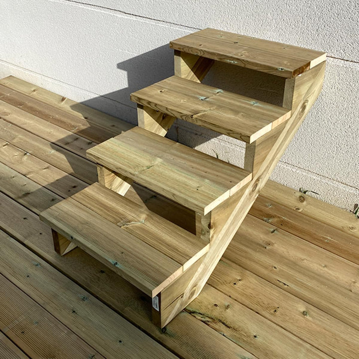 Berlin - Gartentreppe Holz 4 Stufen - H 71 cm - OHNE Setzstufen, Breite 60 cm - Bausatz-Treppe aus k