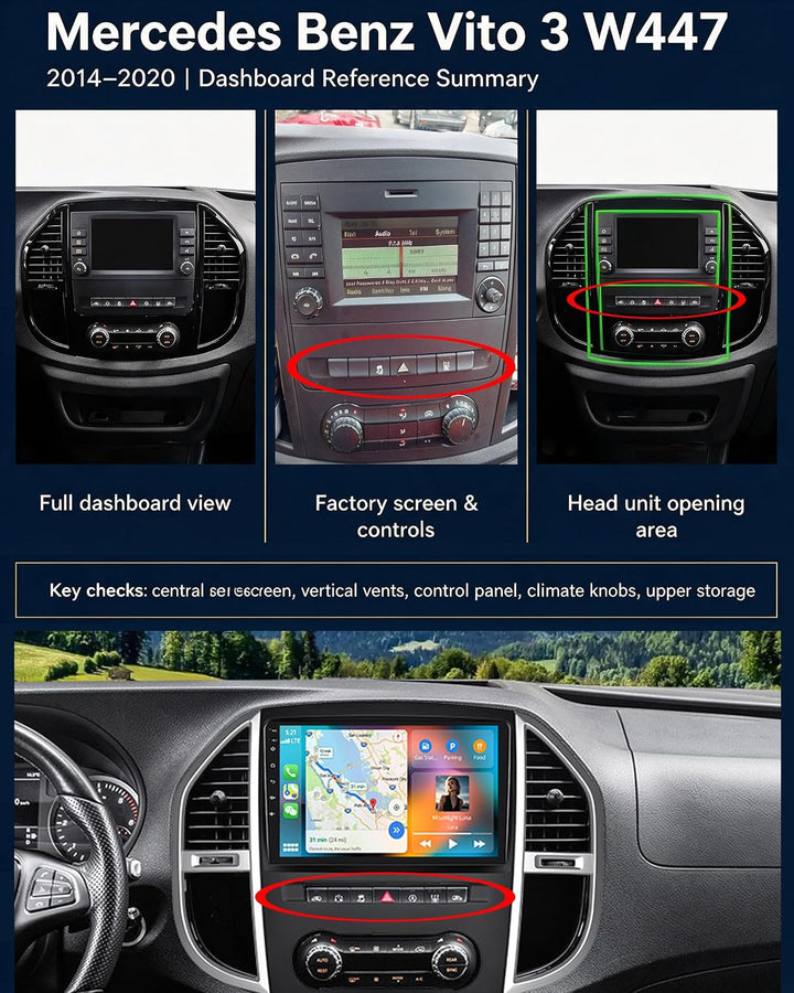 CAMECHO 4G+64G Android 15 Autoradio für Mercedes Benz Vito 3 W447 (2014-2020) mit Navi Carplay Andro