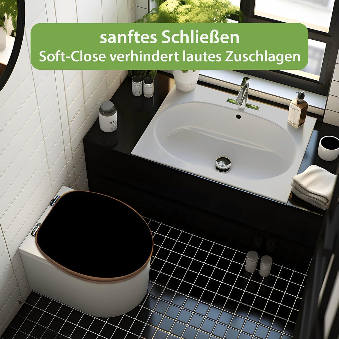 banjado Design WC Sitz Bambus Absenkautomatik 45,8x37,5cm - Toilettendeckel mit Absenkautomatik Holz