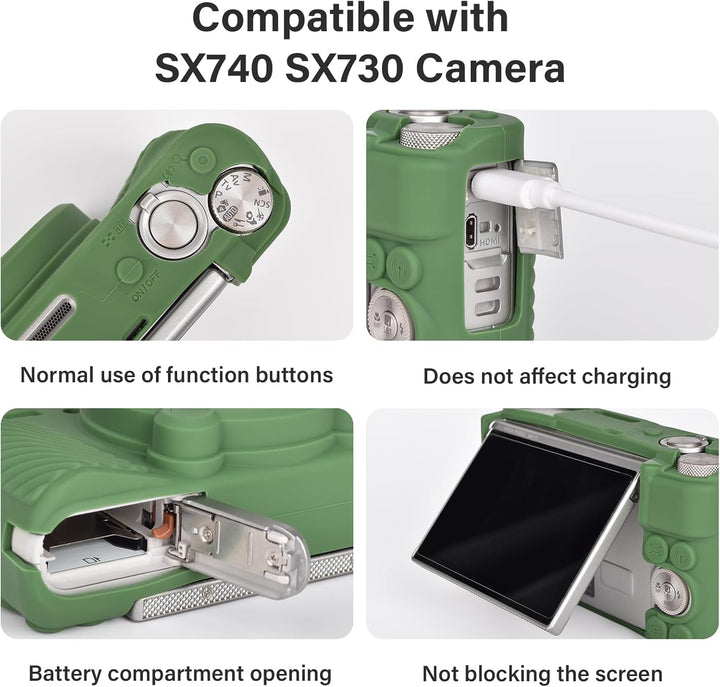 VOVMOEYA SX740 Kamerataschen-Zubehör-Set [mit 2 LCD-Hartfolien], Silikon-Schutzhülle, kompatibel mit