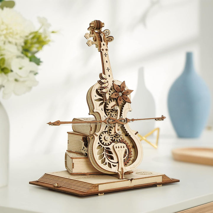 ROBOTIME 3D Puzzle Holz für Erwachsene, Modellbausatz zu Bauen, Magic Cello Spieluhr Zahnrad Modell
