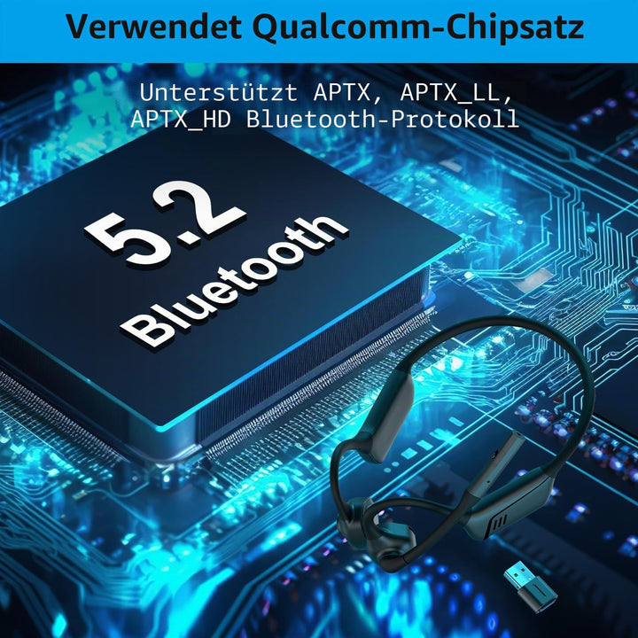 ZIOCOM Kopfhörer mit Luftleitung, Open-Ear-Kopfhörer mit Mikrofon und Geräuschunterdrückung, aptX-LL