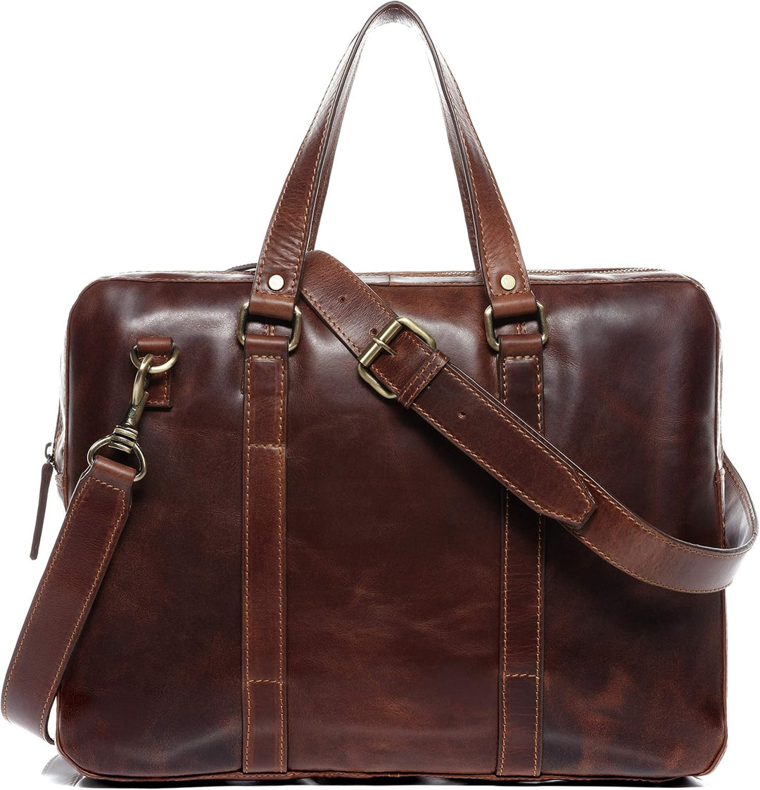 VS SID & VAIN Laptoptasche schmal echt Leder - 15.4 Zoll Laptop Business-Tasche Maguire - Umhängetas