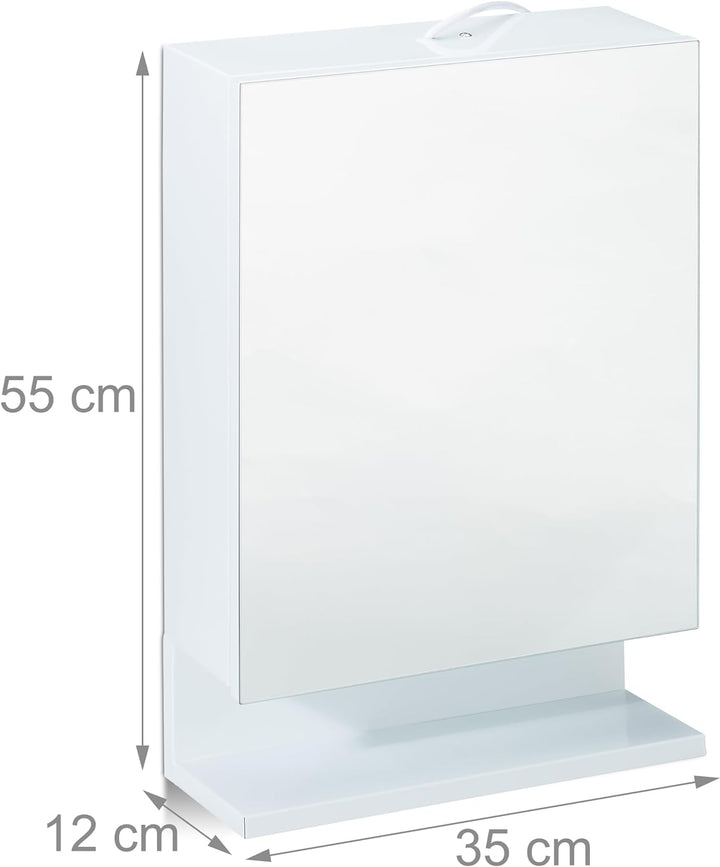 Relaxdays, 1-türig, weiss Badspiegelschrank, Steckdose, Badezimmerschrank, Wandschrank, H x B x T: 5