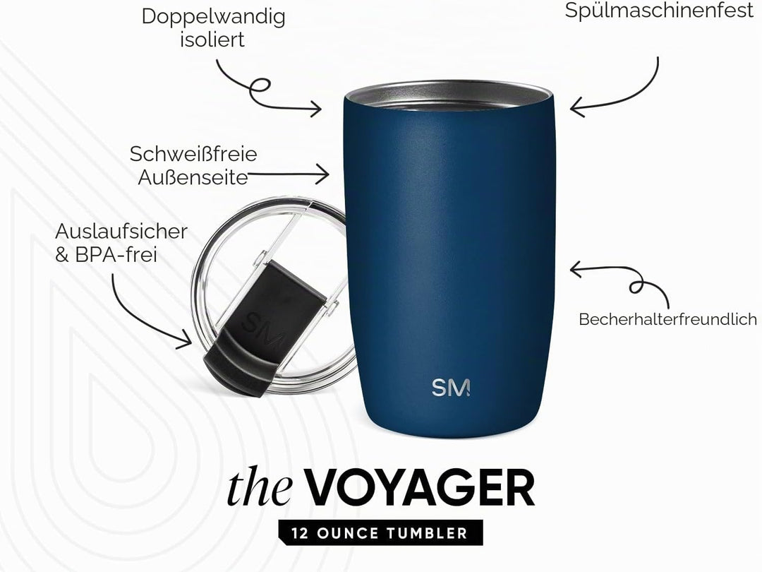 Simple Modern Thermobecher Kaffeebecher to go mit Klappdeckel | Isolierter Edelstahl-Kaffeebecher |