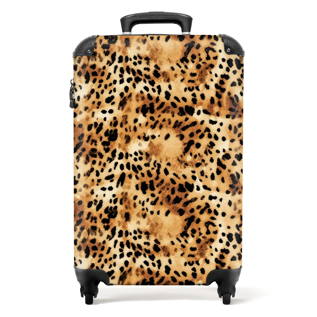 NoBoringSuitcases.com® Koffer Handgepäck Trolley Rollkoffer Kleine Reisekoffer mit 4 Rollen - Leopar