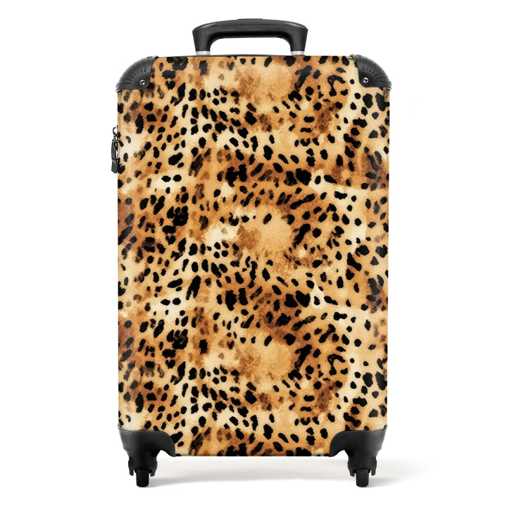 NoBoringSuitcases.com® Koffer Handgepäck Trolley Rollkoffer Kleine Reisekoffer mit 4 Rollen - Leopar