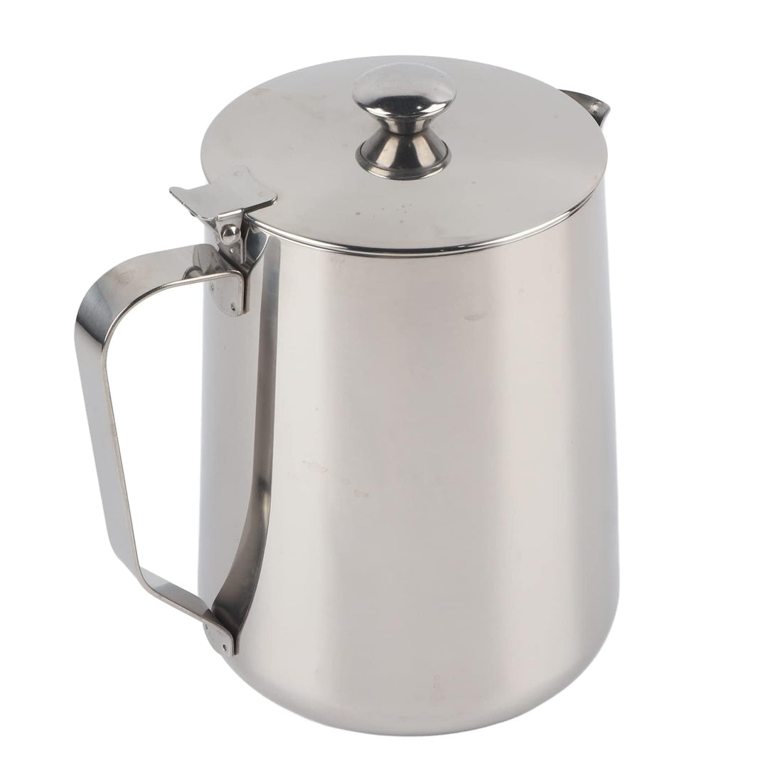 Edelstahl-Kaffeetasse, Milchaufschäumkrug mit Deckel, Milchausgiesser mit Deckel für Milchkännchen,