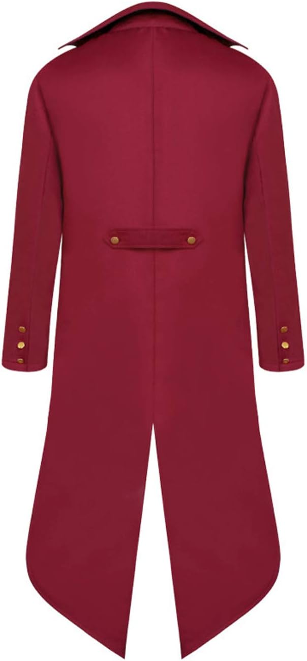 Halloween Mittelalter Viktorianische Jacke Kostüme für Männer, Steampunk Gothic Frack Mantel Uniform