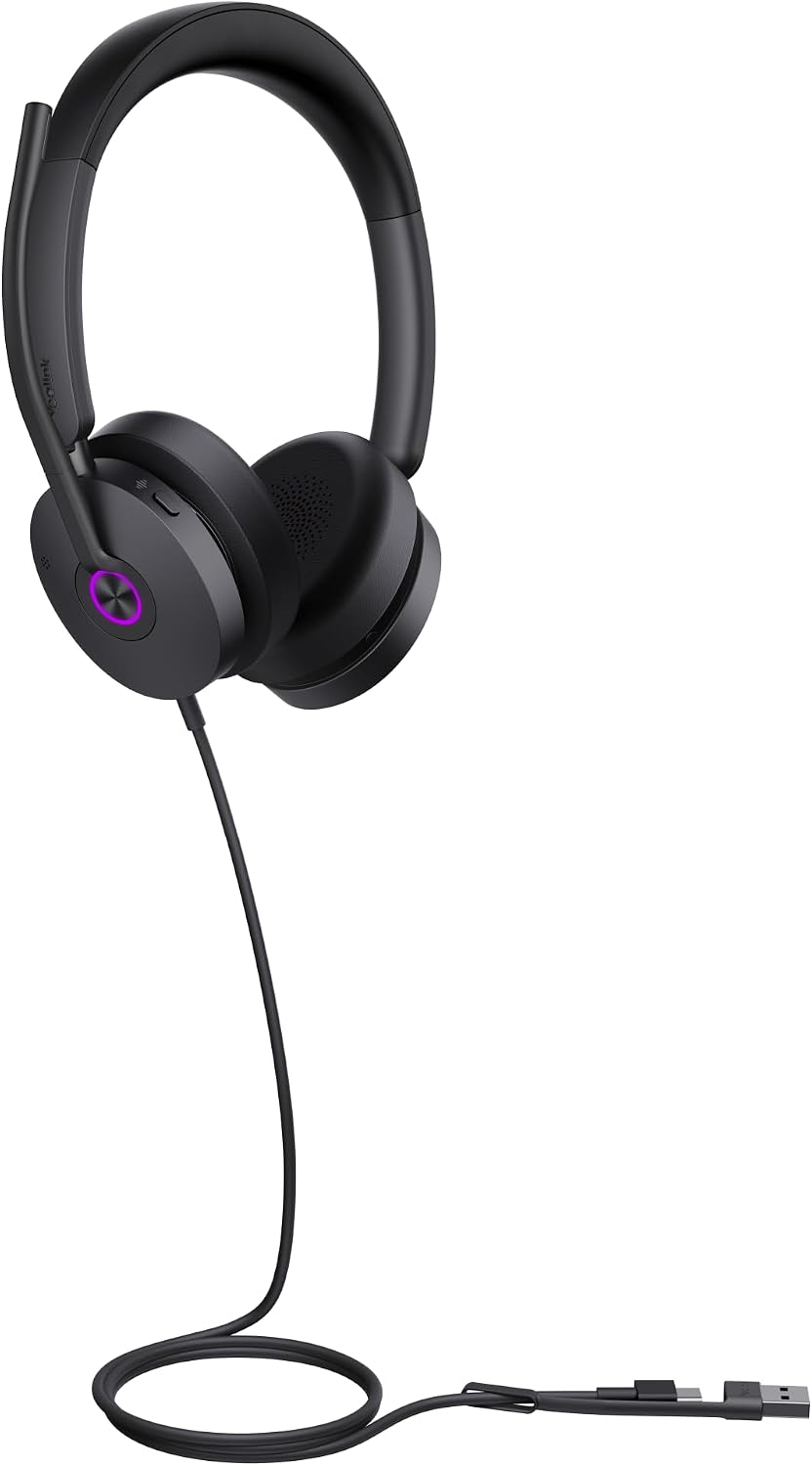 Yealink UH48 Dual UC Headset – USB-C/A, Hybrid ANC, 4-Mikrofon Geräuschunterdrückung, Dual Busylight