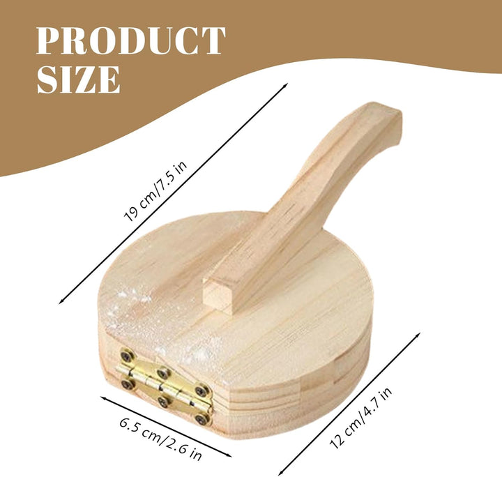 Tortilla-Presse aus Holz – Manueller Tortilla-Maker für Mais- und Mehl-Tortillas, Knödel-Wrapper, Em