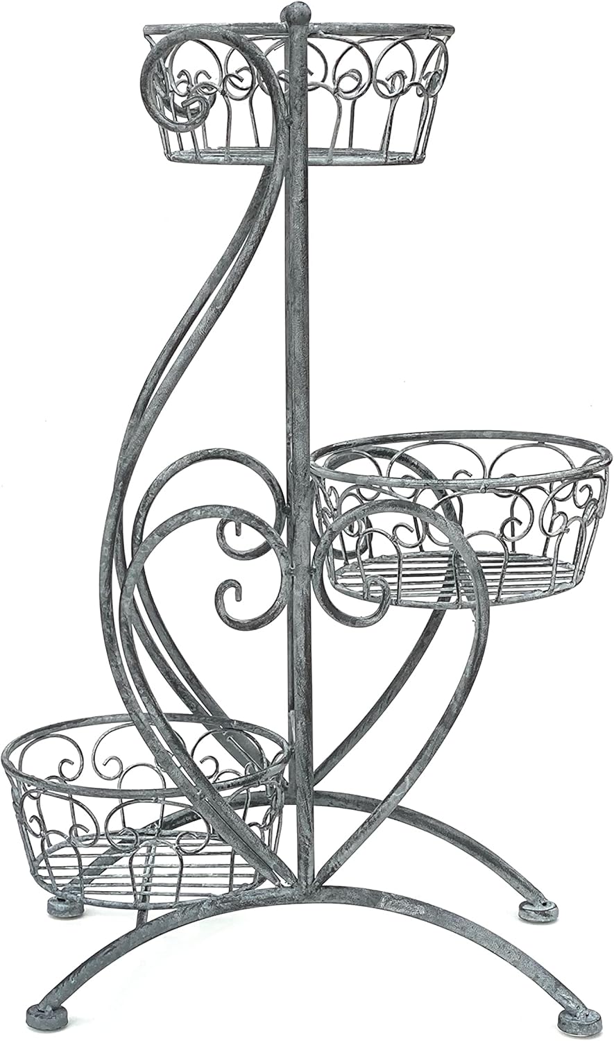 DanDiBo Blumentreppe Metall Grau 75 cm Blumenständer mit 3 Ablagen 96011 Blumensäule Pflanzenständer