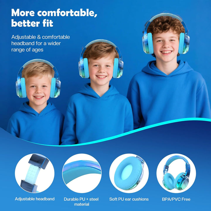 JYPS Bluetooth Kopfhörer Kinder, Kabellose Kopfhörer Bluetooth Kinder Over Ear, Kopfhörer Kinder Blu