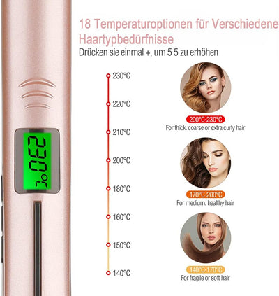 Culwad Haarglätter 2 in 1 Haarpflege Glätteisen und Lockenstab mit LCD-Display Temperatur, Glätteise