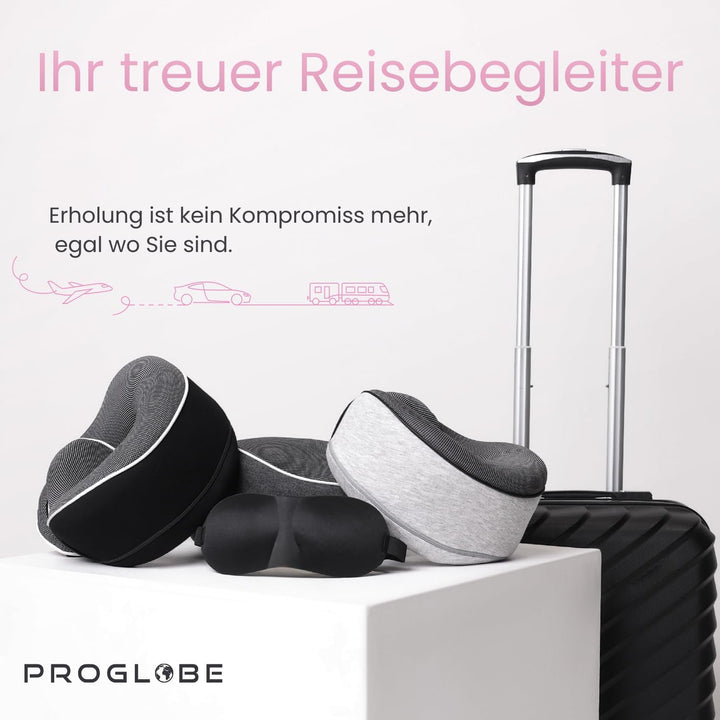 Proglobe Rosa Nackenkissen Flugzeug, Reisekissen 100% Memory Foam, Orthopädisches Nackenhörnchen, Fü