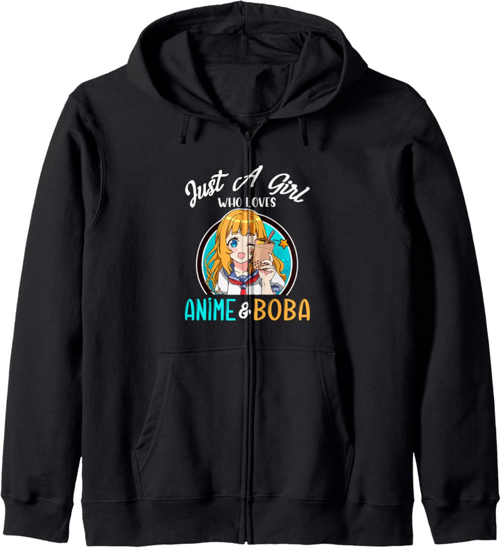 Einfach ein Mädchen, das liebt Anime und Boba Tee Kapuzenjacke