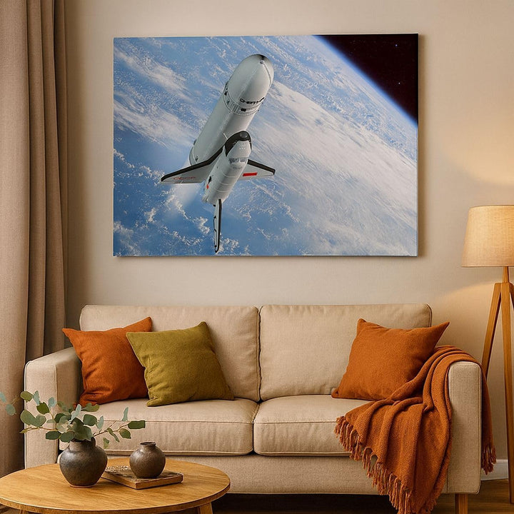 Bilder auf Leinwand Himmel Rakete Kosmos Planet Leinwandbild 70x50cm Wandbilder Dekoration Wohnzimme