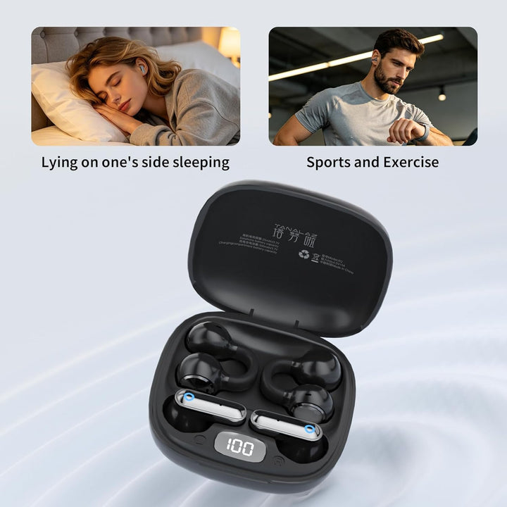 2-in-1 kabellose Ohrhörer-Set, Open-Ear Clip-On & Kurzschaft Halbin-Ear Ohrhörer-Kombo, Bluetooth 6.