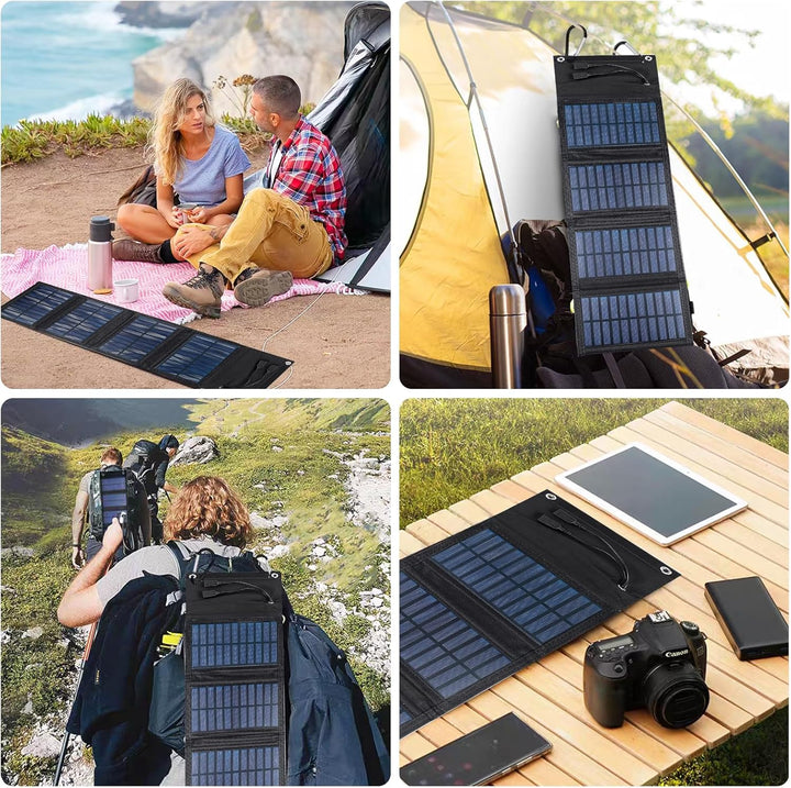 10W Faltbares Solarpanel - Tragbares Solar Ladegerät 5V 2USB Solar Panel Wasserdicht für Outdoor-Akt