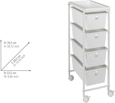 WENKO Schubladenwagen Gala, Servierwagen mit 4 leichtgängigen Rollen & zwei Feststellbremsen, Beiste