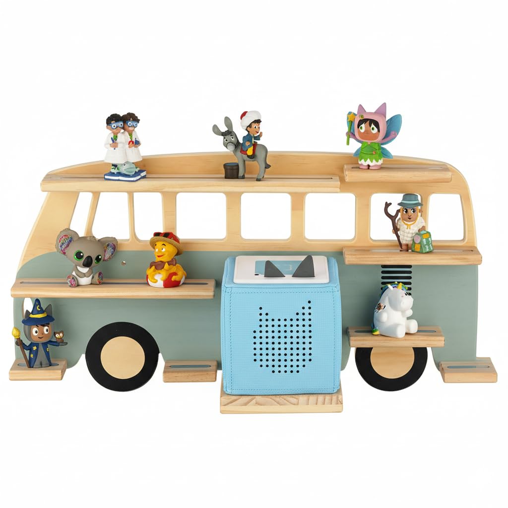 Little Goldie® Tonie Regal - für bis zu 32 Tonie Figuren (magnetisch) - Bus Motiv für Jungen und Mäd