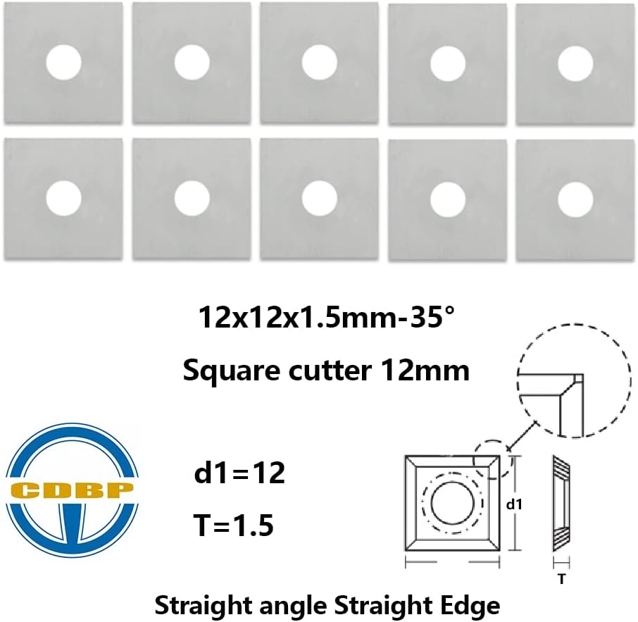 CDBP Quadratische Wendeschneidplatte 12x12x1,5mm, Vorschneider Wendeplatten/Wendemesser HM ,10 Stück