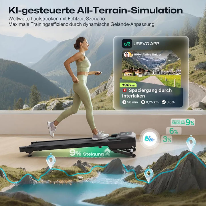 UREVO Smart Walking Pad – Premium Laufband fürs Homeoffice, extra grosse Lauffläche, leiser Motor, A