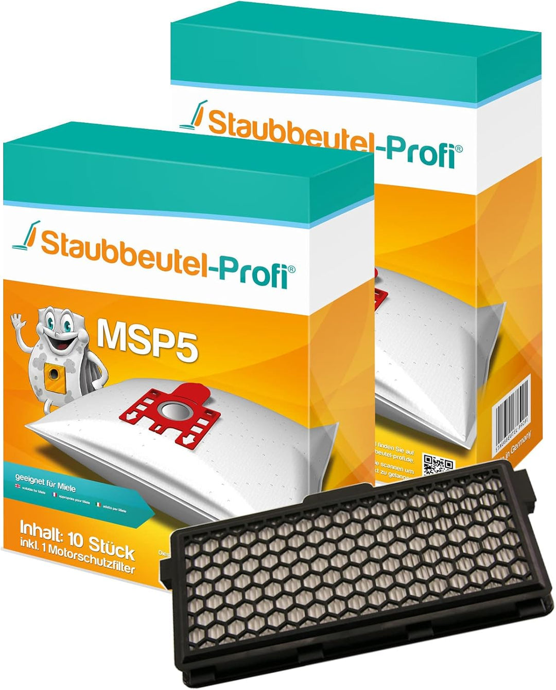 20 Staubsaugerbeutel MSP5 + HEPA-Filter 012 geeignet für Miele S 428 Allergy Control von Staubbeutel