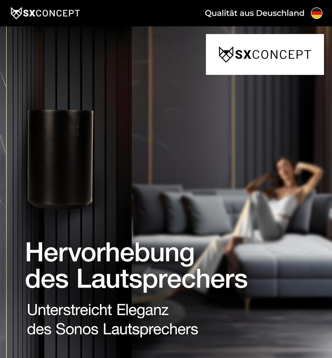SX-Concept Wandhalterung für Sonos Era 100 | Eck-Variante | Minimalistisches Design | Optimaler Wand