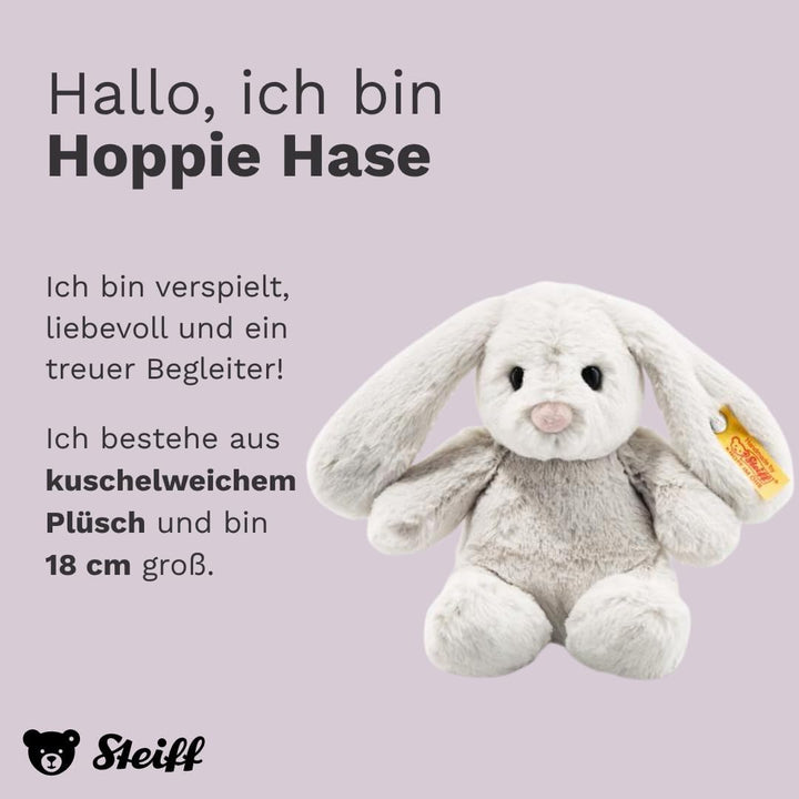 Steiff Hoppie Hase - 18 cm - Plüschhase mit Schlappohren - Kuscheltier für Kinder - Soft Cuddly Frie