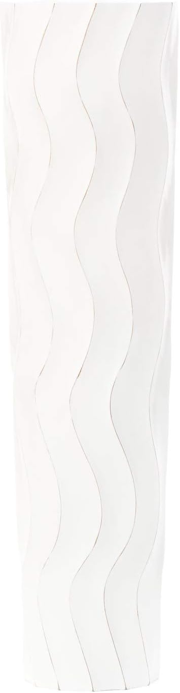 Leewadee Grosse Bodenvase für Dekozweige hohe Standvase Design Holzvase, Holz, 70 cm, White Wash 70