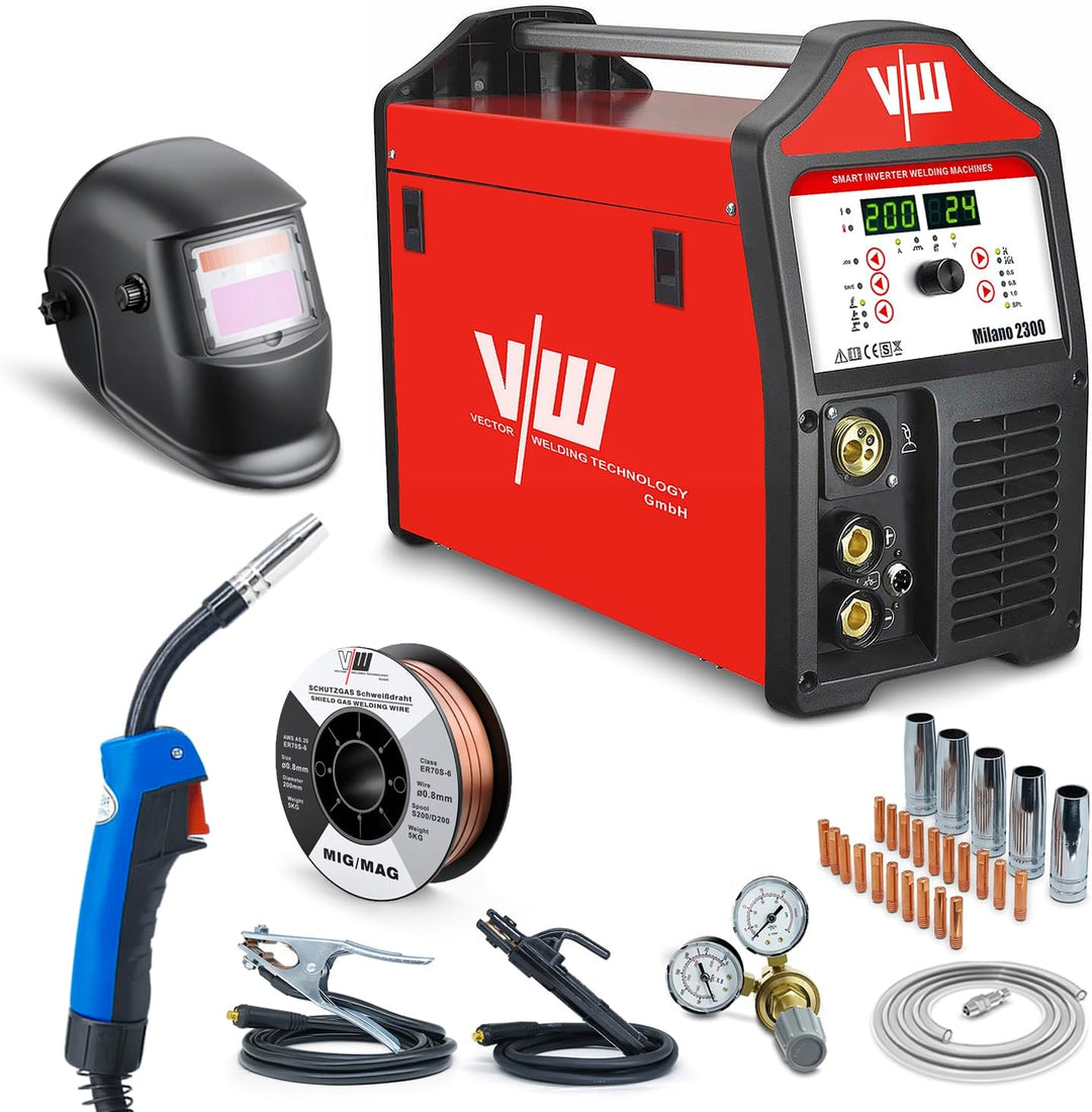 Fülldraht Schweissgerät 200A, MIG MAG Schweissgerät, Inverter Schutzgasschweissgerät SET mit Schweis