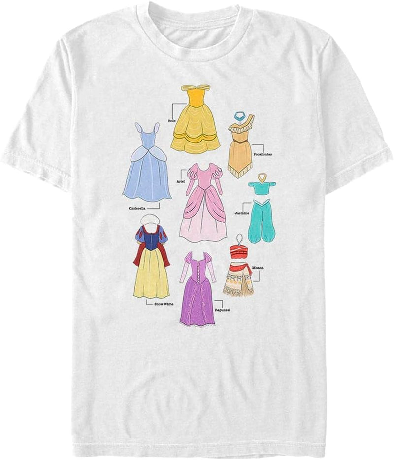 Disney Unisex Princess Textbook Dresses Organic Short Sleeve T-shirt S Weiss, S Weiss