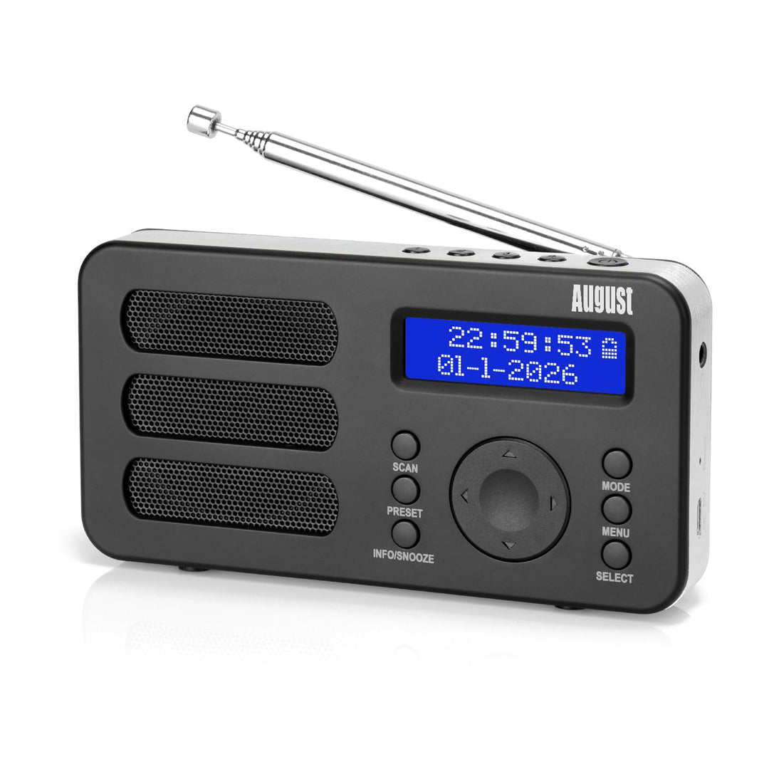 August MB225 - Tragbares Radio mit DAB+ / DAB/FM RDS-Funktion 40 Presets digitaler Radiowecker Stere