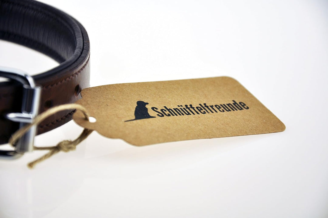 Schnüffelfreunde Nala Halsband für Hunde aus Leder mit Applikation und Nieten, Hundehalsband für den
