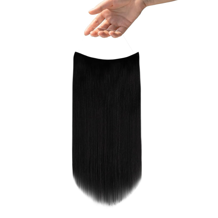 Easyouth Draht Extension Echthaar Schwarz Wire Extension Echthaar 16 Zoll 80g Haarteil mit Draht Ext