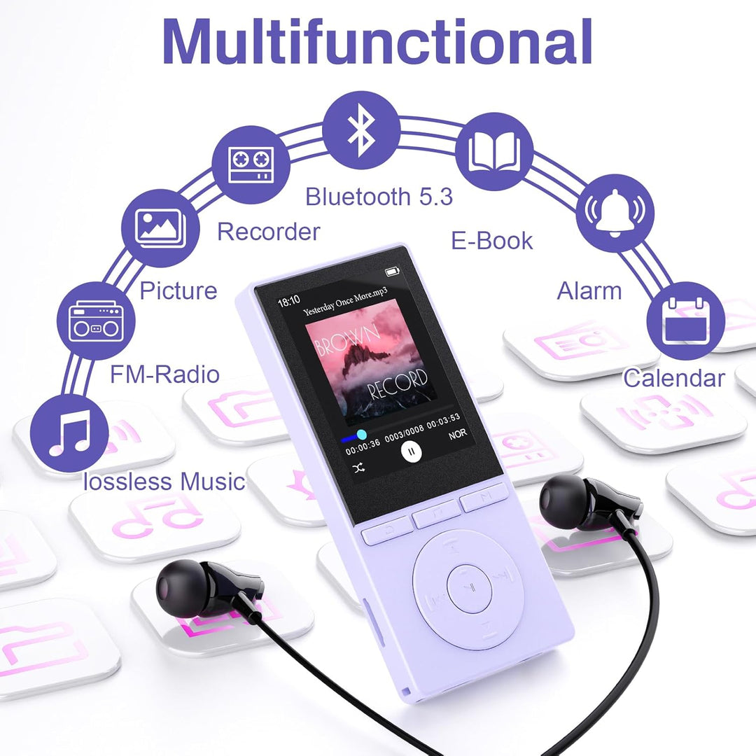 64GB MP3 Player with Bluetooth 5.3, Music Player with HiFi Sound for Sports Runners, 2.4" Screen MP3