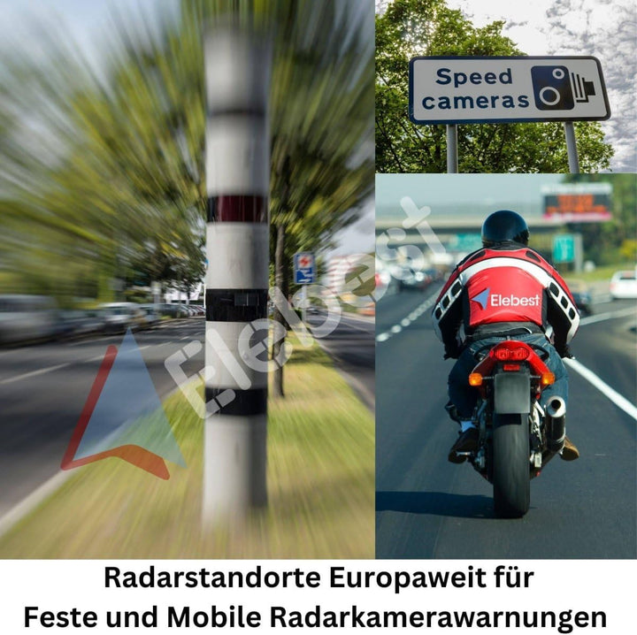 Elebest Rider W5 – 5 Zoll Motorrad-Navi | Wasserdicht (IPX7), Stabile Lenkerhalterung, Radarwarnung,