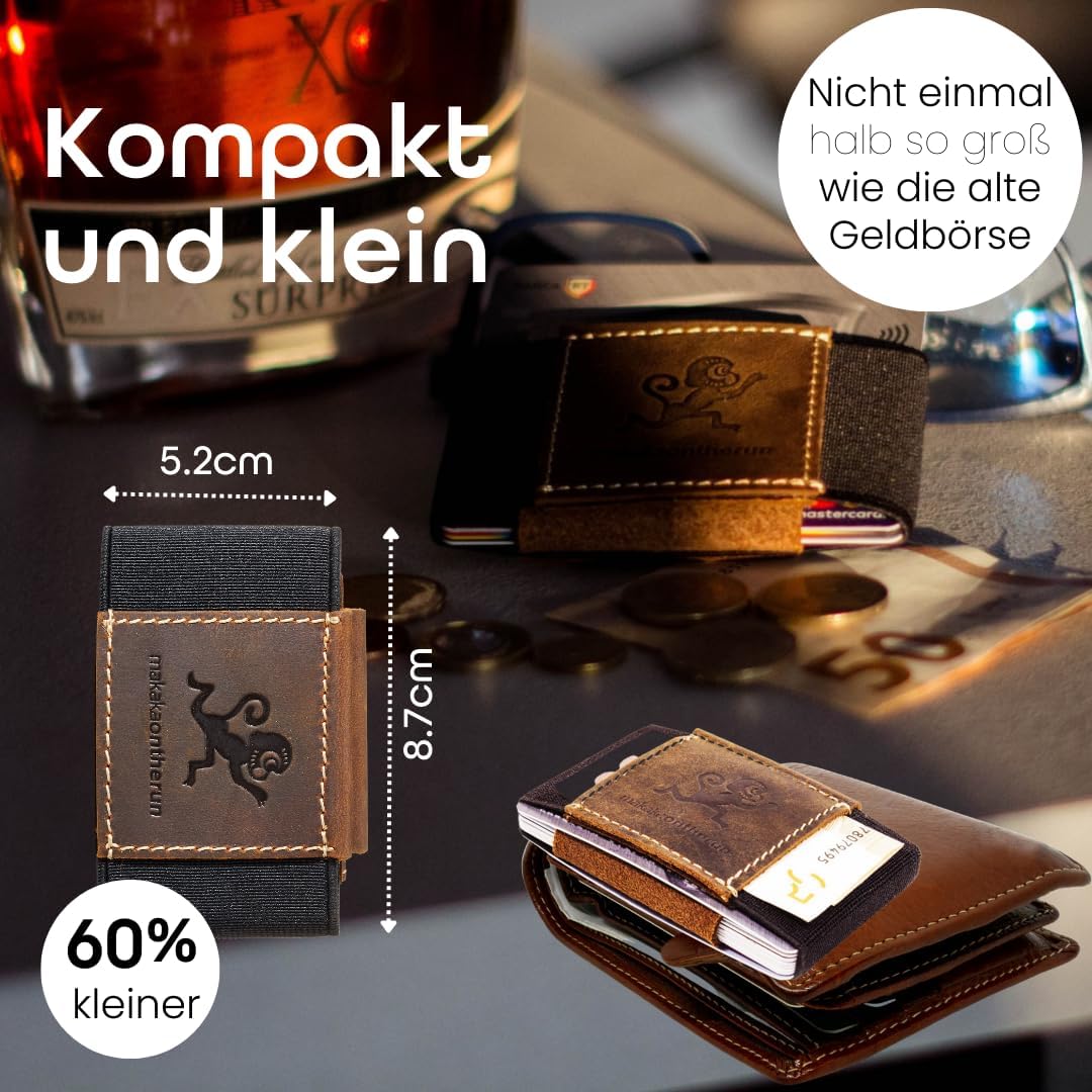 MakakaOnTheRun Slim Wallet Kartenetui Herren mit Münzfach, Kreditkartenetui für Herren - Geldbörsen,
