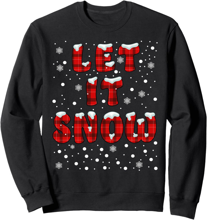 Let it Snow Lustiges Weihnachtsbüffel-Karomuster Sweatshirt