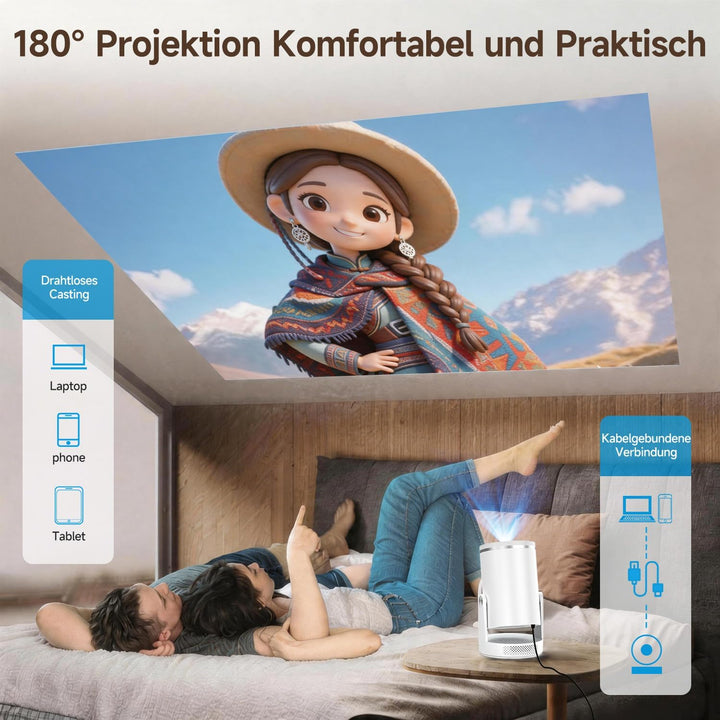 【Autofokus】 Magcubic Mini Beamer 4K HY320pro, Projektor mit Native 1080p, 400 ANSI, 10.000:1 Kontras