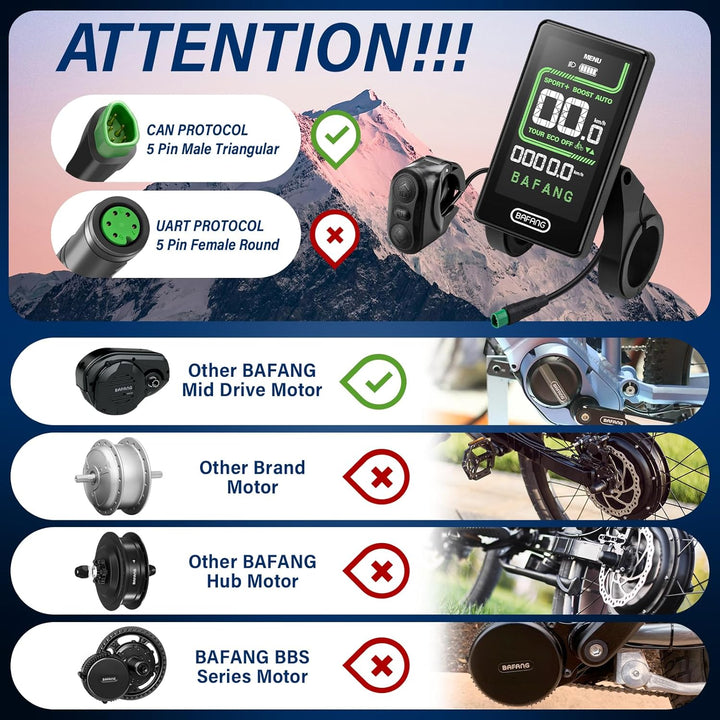 BAFANG Ebike Display CAN Version für M620, M600, M560, M510, M420 Mittelmotoren, E-Bike Display Fahr
