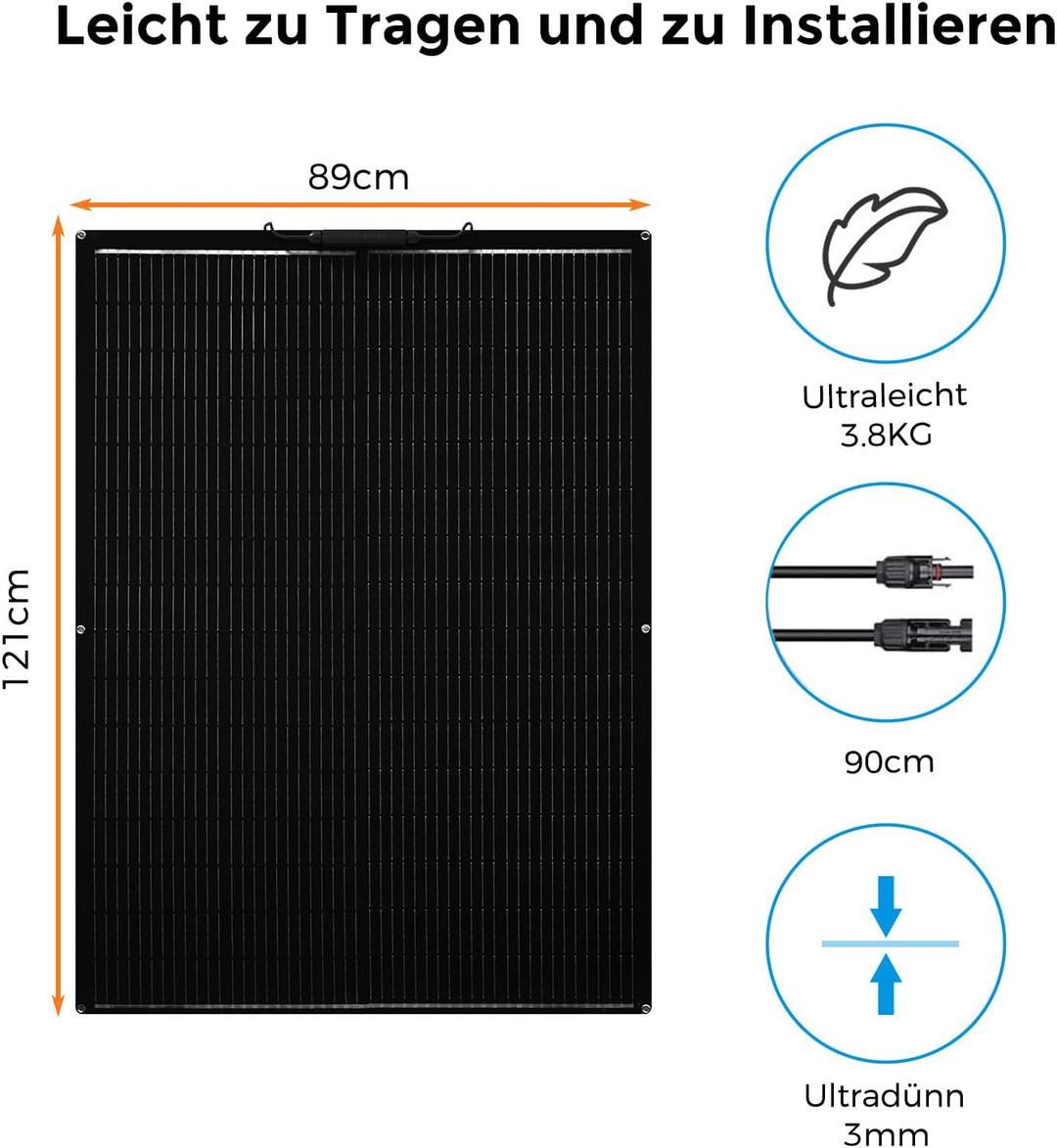 400W Flexibles Solarpanel Kit Set 12V Solarmodul Flexibel 2 x 200Watt Mit 30A 12V/24V Solarladeregle