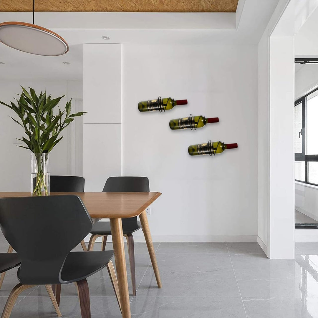 Cabilock 6Er Set Wandmontiertes Weinregal Aus Metall Kreative Flaschenhalter Für Weinflaschen Platzs